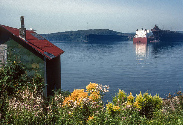 Two Harbors - Ore Boat & Ore Dock Wide View - 1988