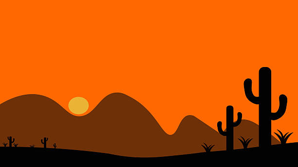 istock Sunset in the Desert Mountains Cactus Silhouette Nature Scenery for Background Illustration 2240434429