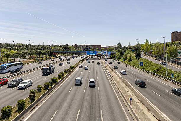 istock Road traffic on the Madrid ring road m 30 2240452008