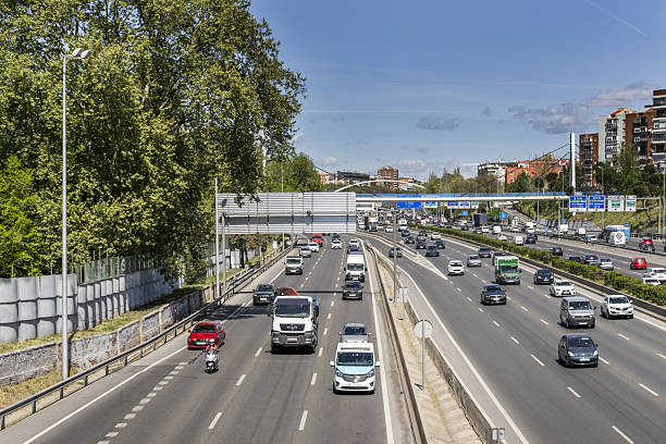 istock Urban traffic on a ring road in Madrid 2240452038