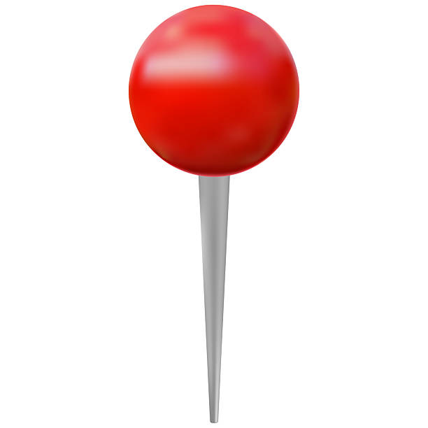istock Push pin 3D plastic style vector icon, realistic thumbtack with red ball, map geotag, location pointer mark, stationery 2240465593