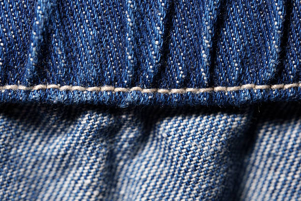 istock Close-Up of Blue Denim Fabric with Seam and Stitching 2240479870