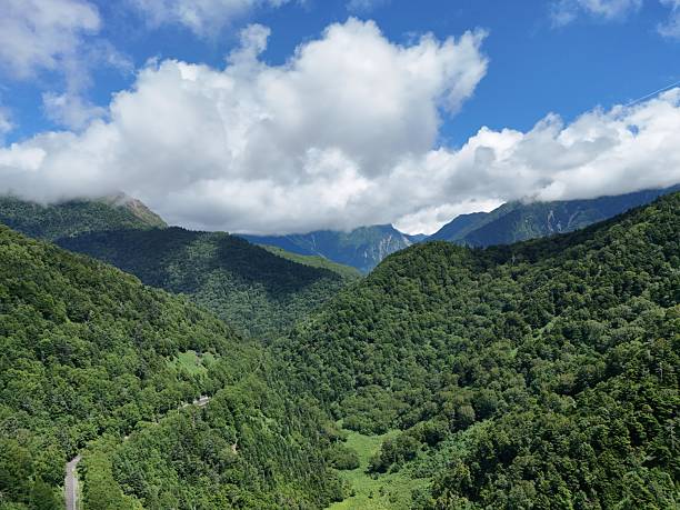 istock A mountain range with a forest in the foreground and a road in the background 2240500390