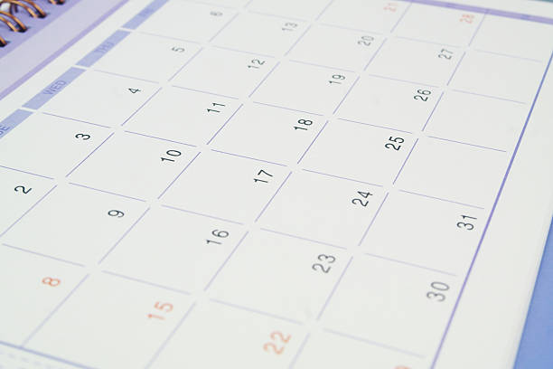 Close up of calendar page. Planning business concept.