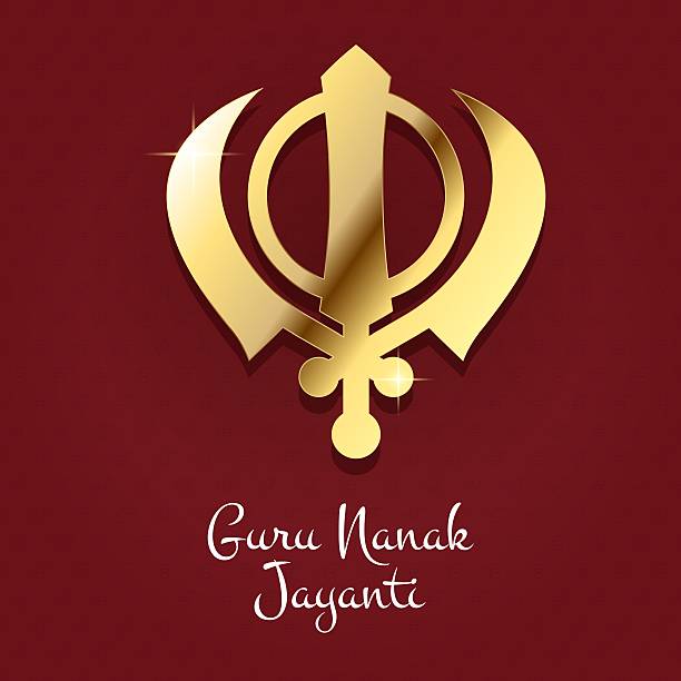 istock Guru Nanak Jayanti poster card banner with Khanda Sikh religious symbol. Sikhism celebration design, creative greeting festival background. Punjab Gurpurab concept. Vector illustration 2240528227