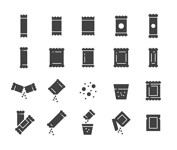 ikony saszetek - seria klasyczna - saszetka stock illustrations
