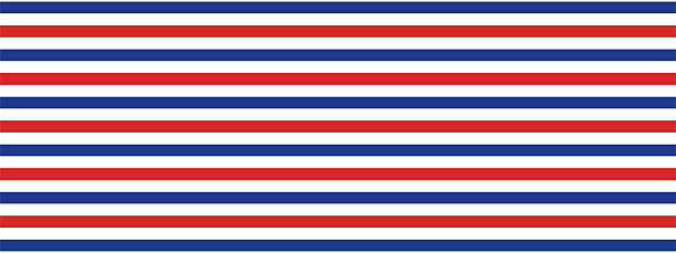 istock Blue, red and white striped background. Horizontal sailor lines, bands, strokes form seamless nautical texture with patriotic colors. Vector pattern for fabric. 2240533488