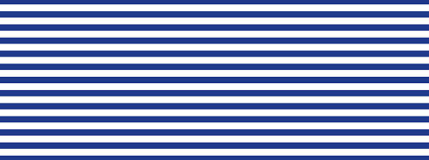 Blue and white striped wallpaper. Horizontal sailor lines, bands, strokes create seamless nautical texture with paint effect. Marine uniform design backdrop template.