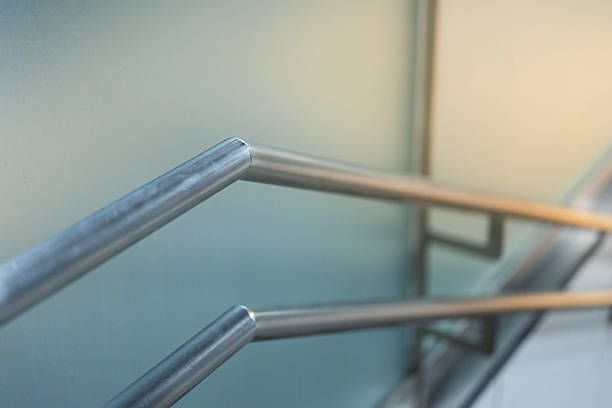 istock Stair handrail with going down stair to lower floor. 2240545350