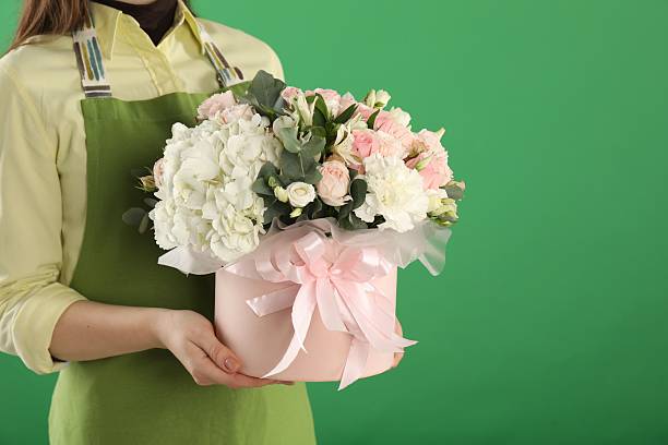 bouquet of flowers in the car salon. High quality photo