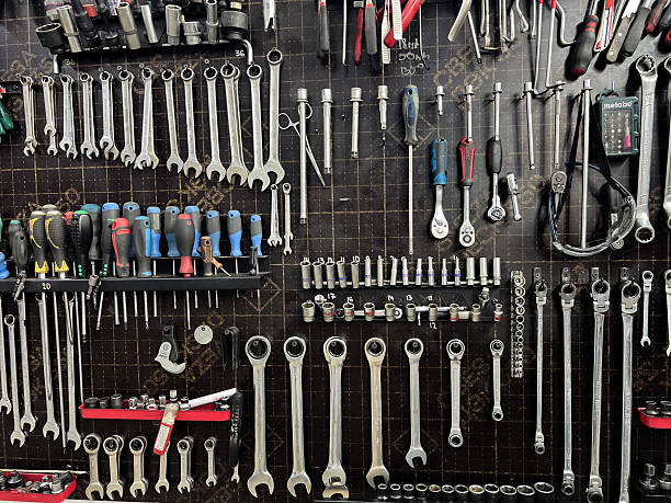 istock A collection of various mechanic tools organized on a wall. Includes wrenches, screwdrivers. 2240549348