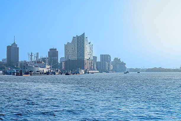 Germany, Hamburg, Harbor,  October 01, 2025 - Hamburg harbor with Elbphilharmonie in the morning light