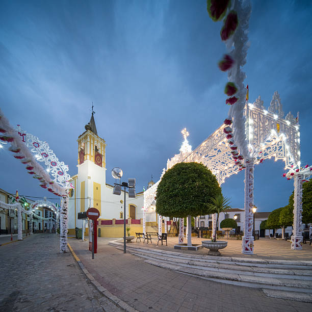 istock Evening glow at church square in Carrion de los Cespedes, Spain 2240555234