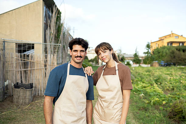 istock Young colleagues working together at garden 2240561019