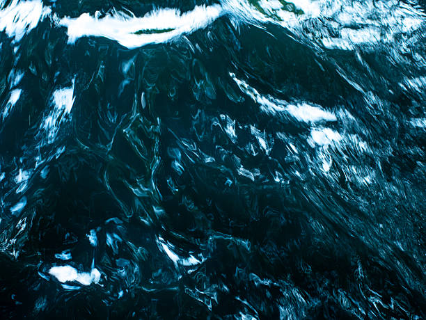 Turbulent Dark Blue Water with White Foam and Splashing Waves - Dynamic Ocean Surface Texture