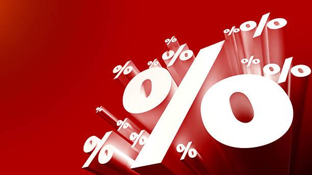 istock Percent Symbols Red Background Template 2240567199
