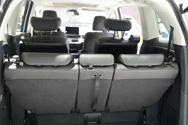 Rear view of a modern suv car interior,seat back,wind shield