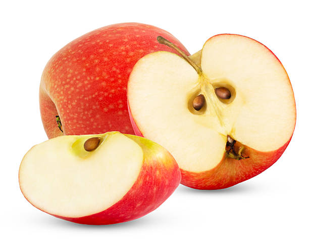 istock Red apple with cut in half and slice isolated with clipping path. Pink lady apples isolated. 2240571648