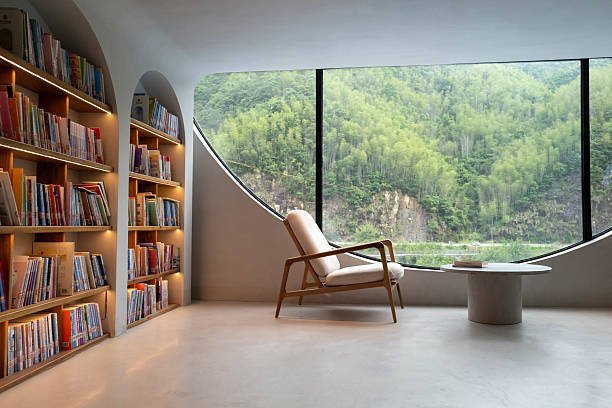 istock A leisure sofa in a library with modern interior decoration 2240577578