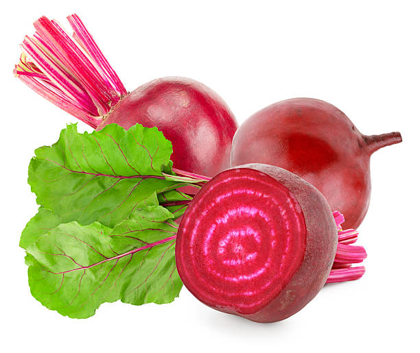 istock sliced beetroot with green leaves isolated on white background. clipping path 2240580587