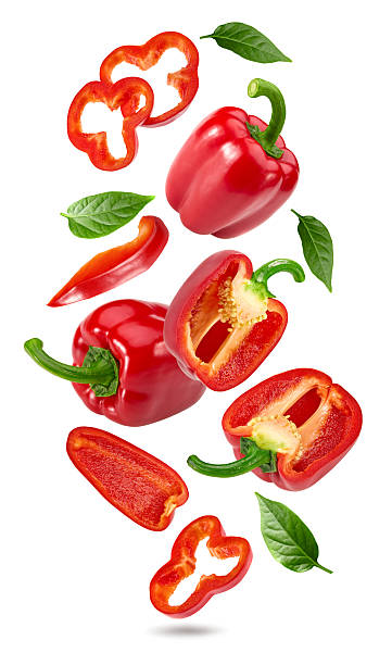 istock sliced red sweet bell peppers isolated on white background. clipping path 2240580591