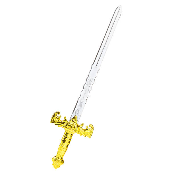 istock A toy golden sword on a white background. 2240583593
