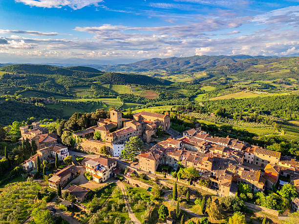 istock Panzano in Chianti, Tuscan town from drone 2240584787