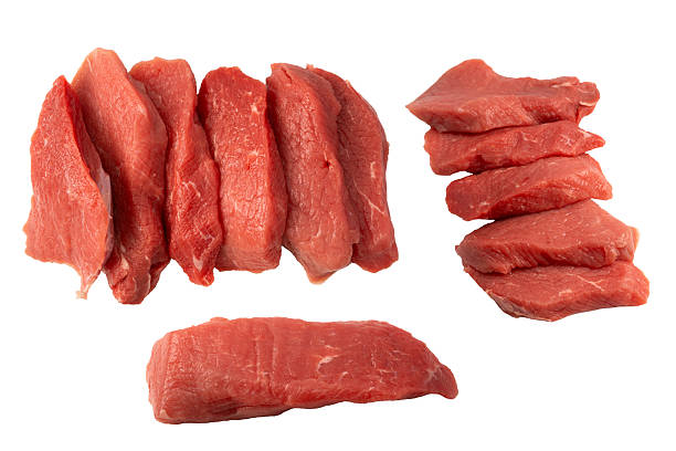 istock Veal pieces raw isolated on white background. 2240584856