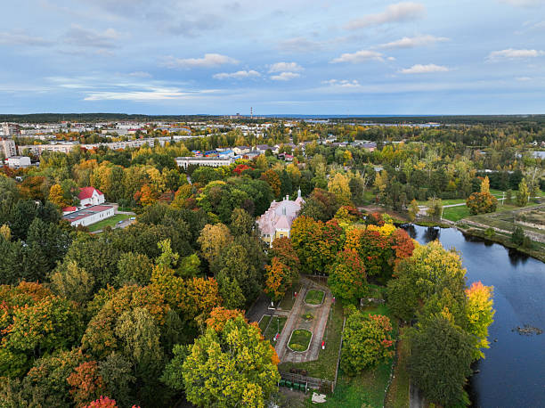 istock Park and architecture in autumn with a town background 2240585198