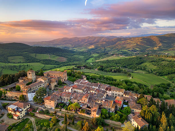 istock Panzano in Chianti, Tuscan town from drone 2240587237