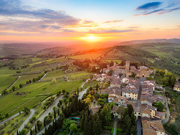 istock Panzano in Chianti, Tuscan town from drone 2240587948