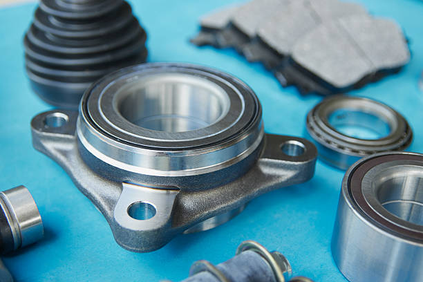Left Frame Mechanical Engineering or Industry Concept by Ball Bearing and Auto Part CV Joint, Universal Joint, Rubber Bushing