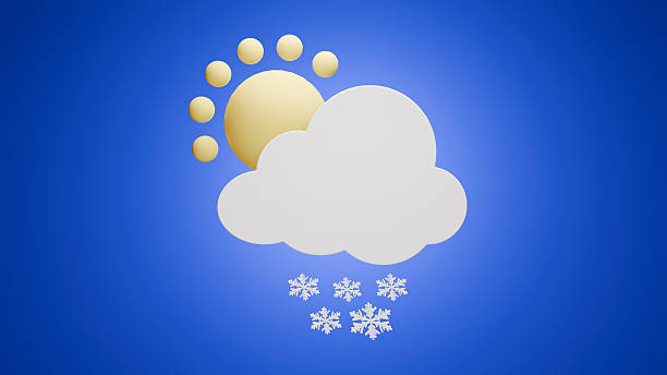 Post it notes with sleet weather symbol on blue background. Horizontal composition. Meteorology concept.