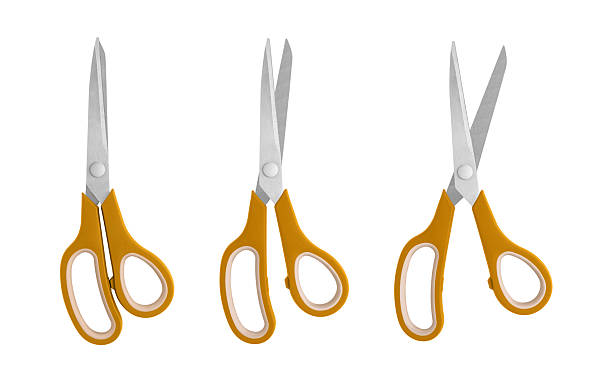 Scissor barber hair 3d illustration on yellow background. Minimal idea concept.