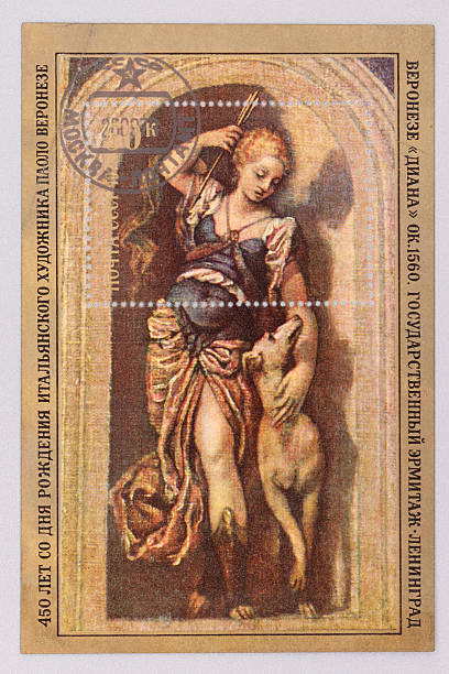 istock Postage Stamp Featuring Veronese's Diana with Dog 2240607904
