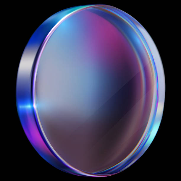 istock 3D vector realistic holographic iridescent glass coin purple effect 2240608286