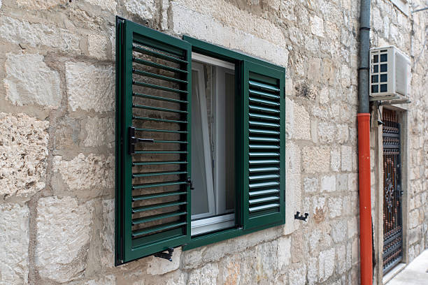 Green pvc louvered window shutters