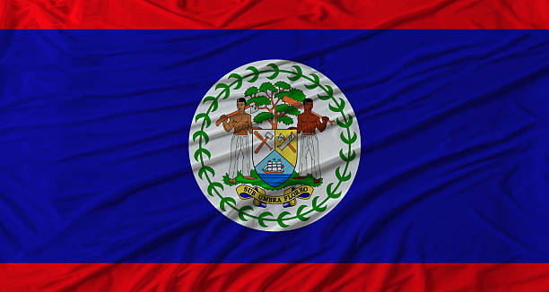 istock Belizean flag waving. Flag of Belize with cloth texture 2240614330