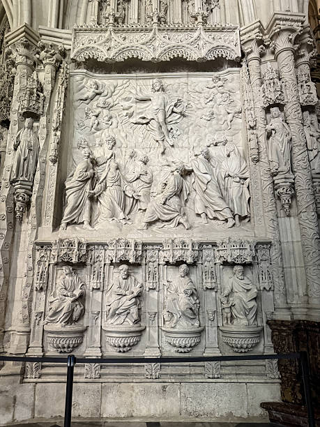 istock Marble relief of the Virgin's apparition to Saint Thomas 2240615979