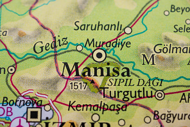 istock Close up map section of Manisa Turkey.. 2240622563