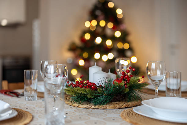 istock Christmas Table Decor Inspiration — Elegant Centerpiece with Candles & Red Berries 2240626194