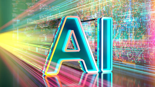 Close-up text of AI - artificial intelligence, machine learning concepts, and agentic AI technology. stock photo