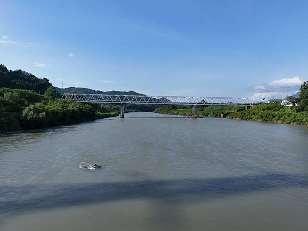 istock A bridge spans a river with a man swimming across it 2240644662
