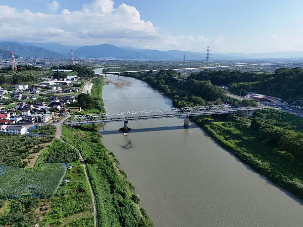 istock A bridge spans a river with a green and brown landscape in the background 2240646294