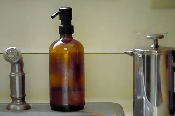istock Kitchen Sink With Metal Faucet And Automatic Soap Dispenser. 2240647450