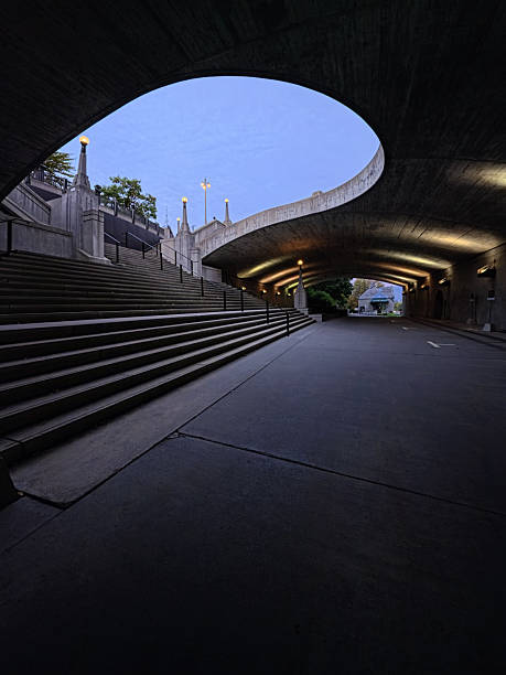 istock Ottawa's Confederation Underpass: Concrete Serpentine and Steps at Twilight 2240656608