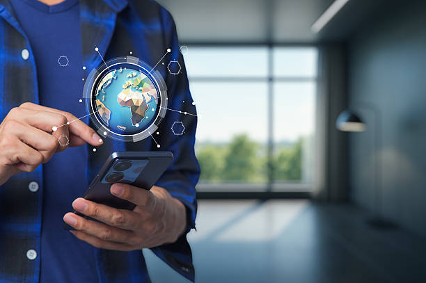 istock Person Using Smartphone with Global Environmental Conservation Concept 2240676939