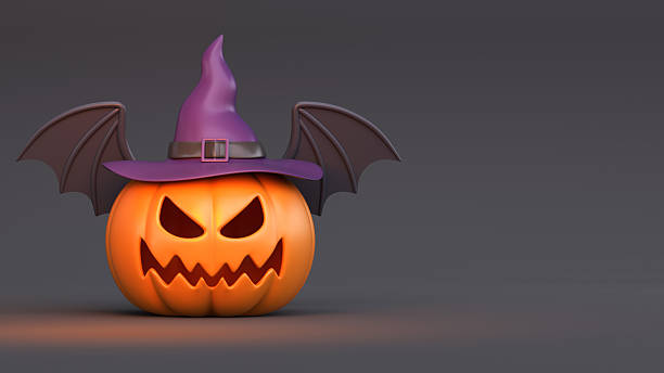 Spooky Jack-o'-lantern Illuminated by a Single Candle