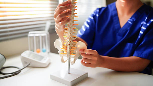 istock An orthopedic surgeon holds a spinal model as he demonstrates treatment methods for human spinal injuries caused by back pain during a medical consultation. 2240684011