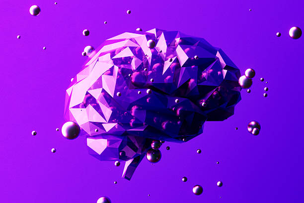 istock Brain Filled with Spheres on Purple Neon Background, Artificial Intelligence Concept 2240686859